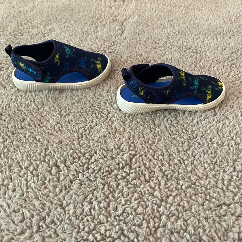 Toddler Boy Water Shoes Sandals Size 6 Navy Blue Dinosaurs Carter's